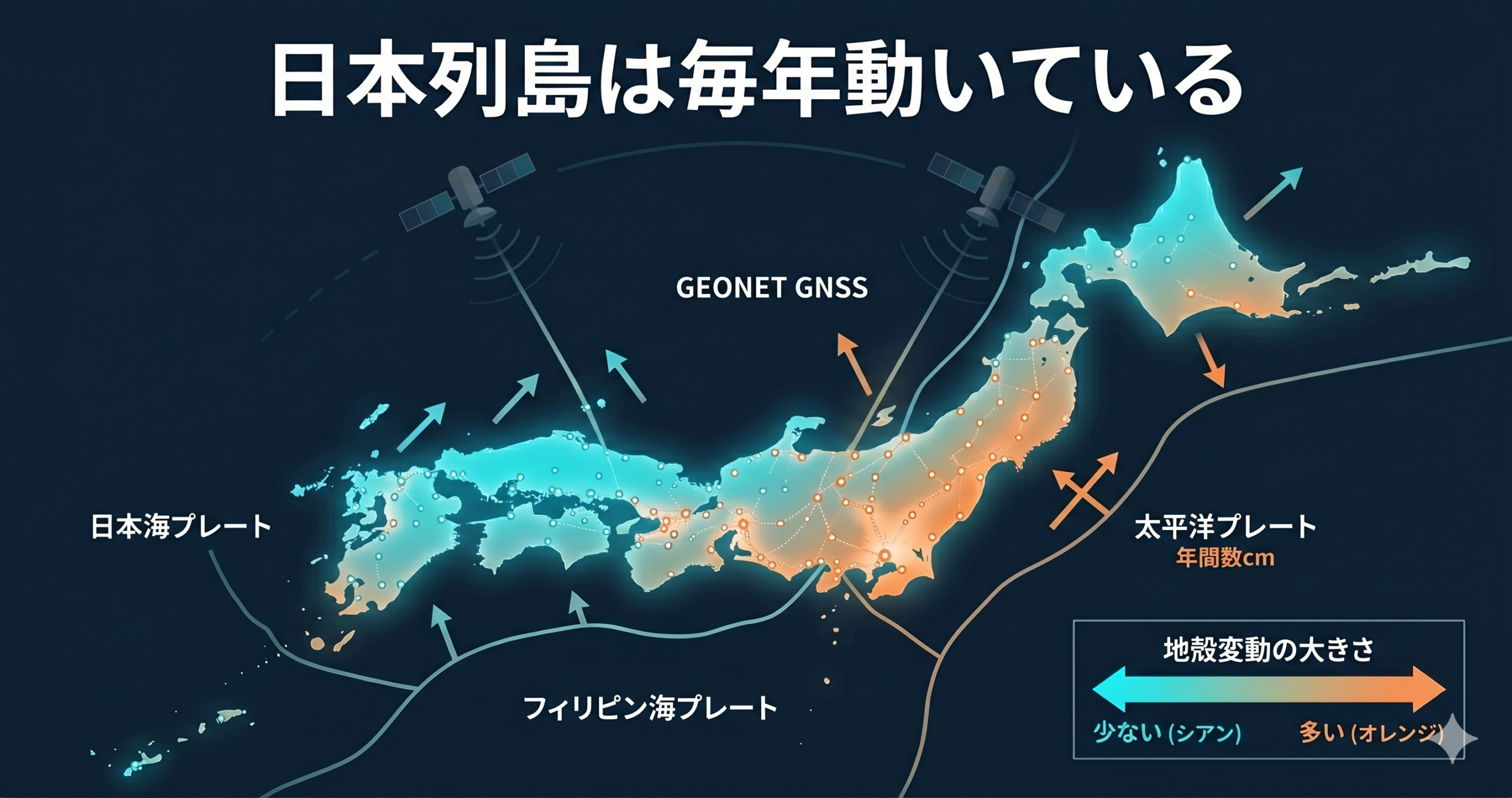 地殻変動と今期の位置