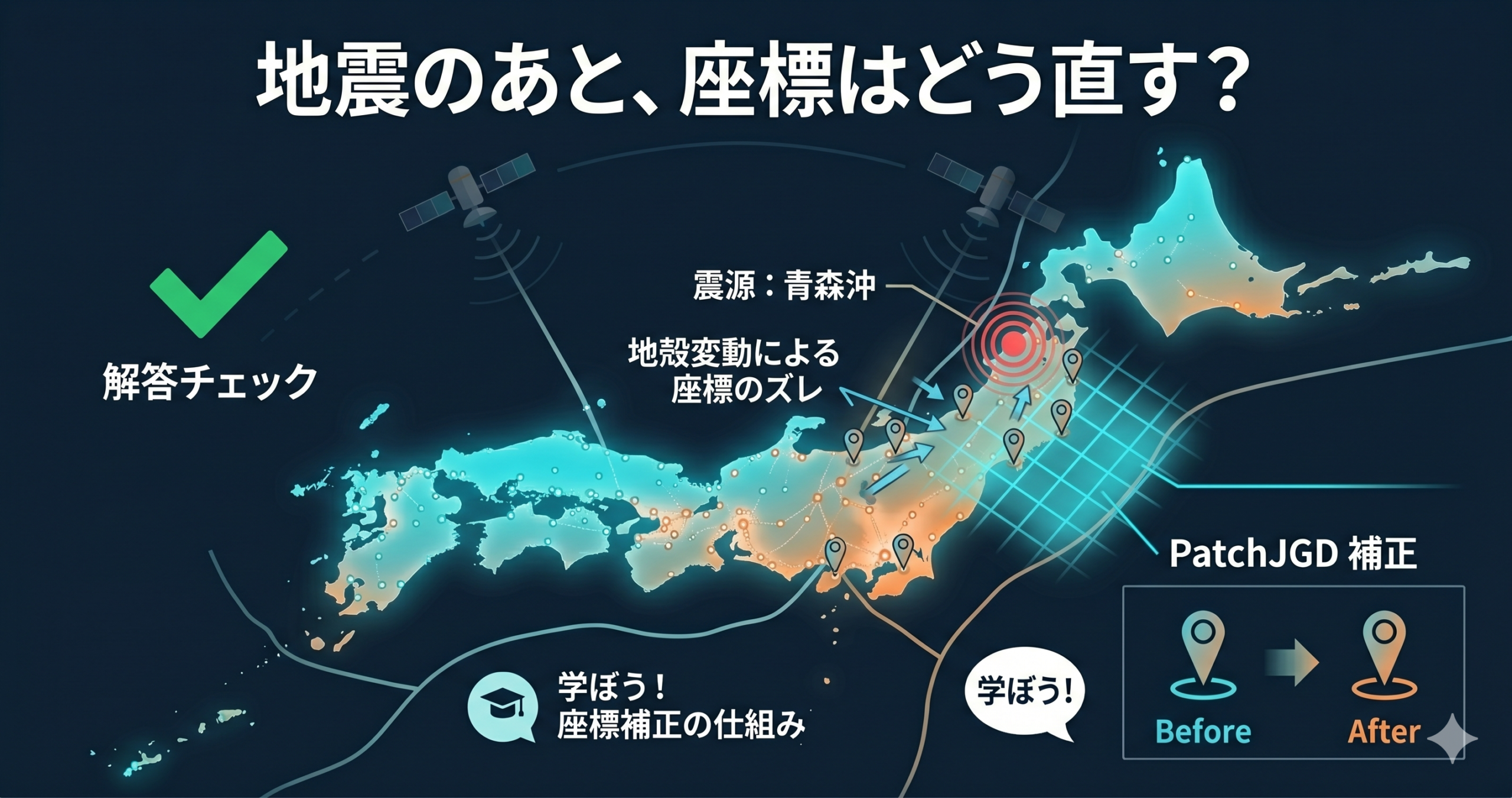 【クイズ解説①】地震のあと、座標はどう直す？ — PatchJGDと地殻変動補正