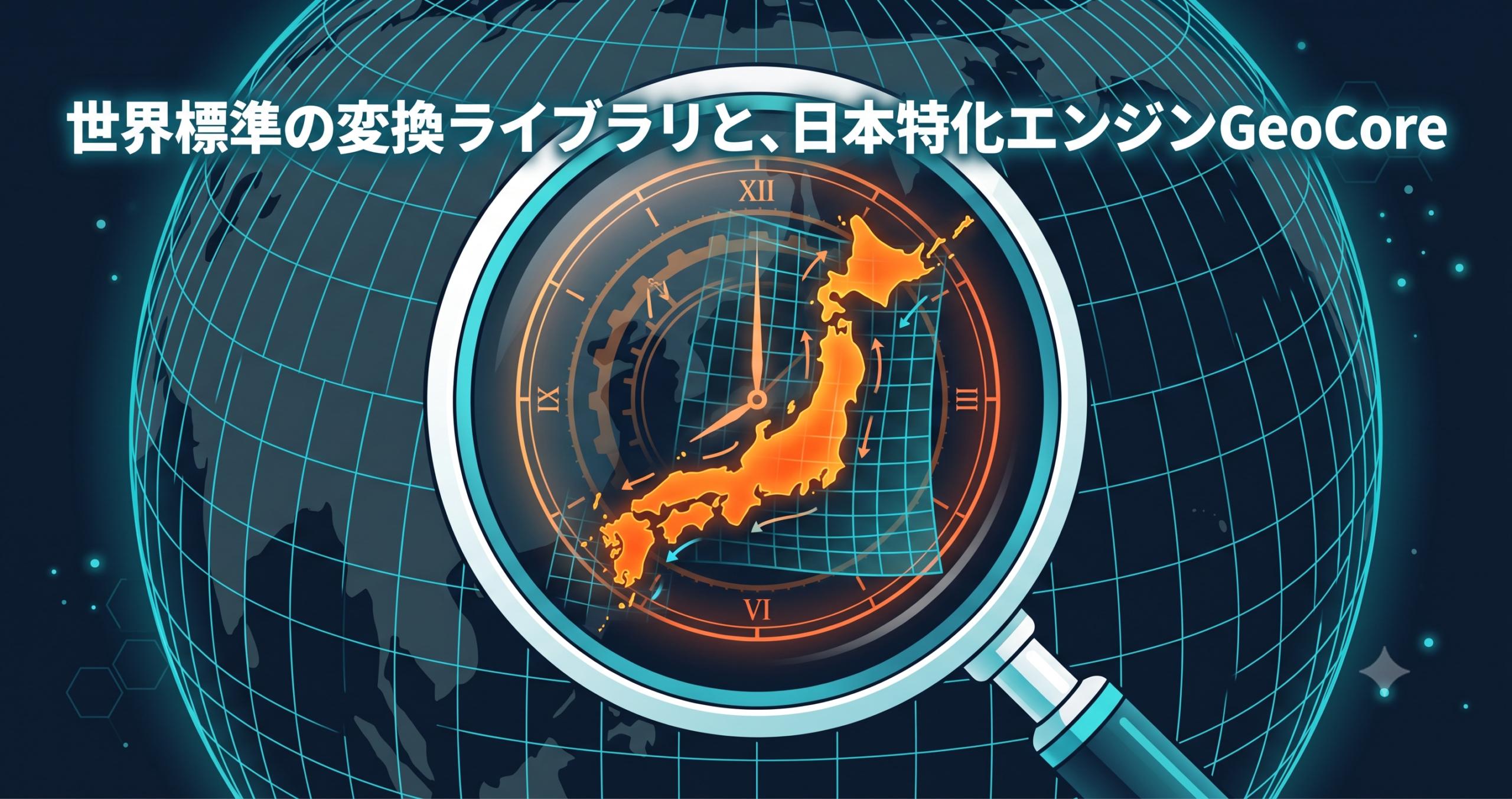 世界標準ライブラリと日本特化エンジンの関係イメージ