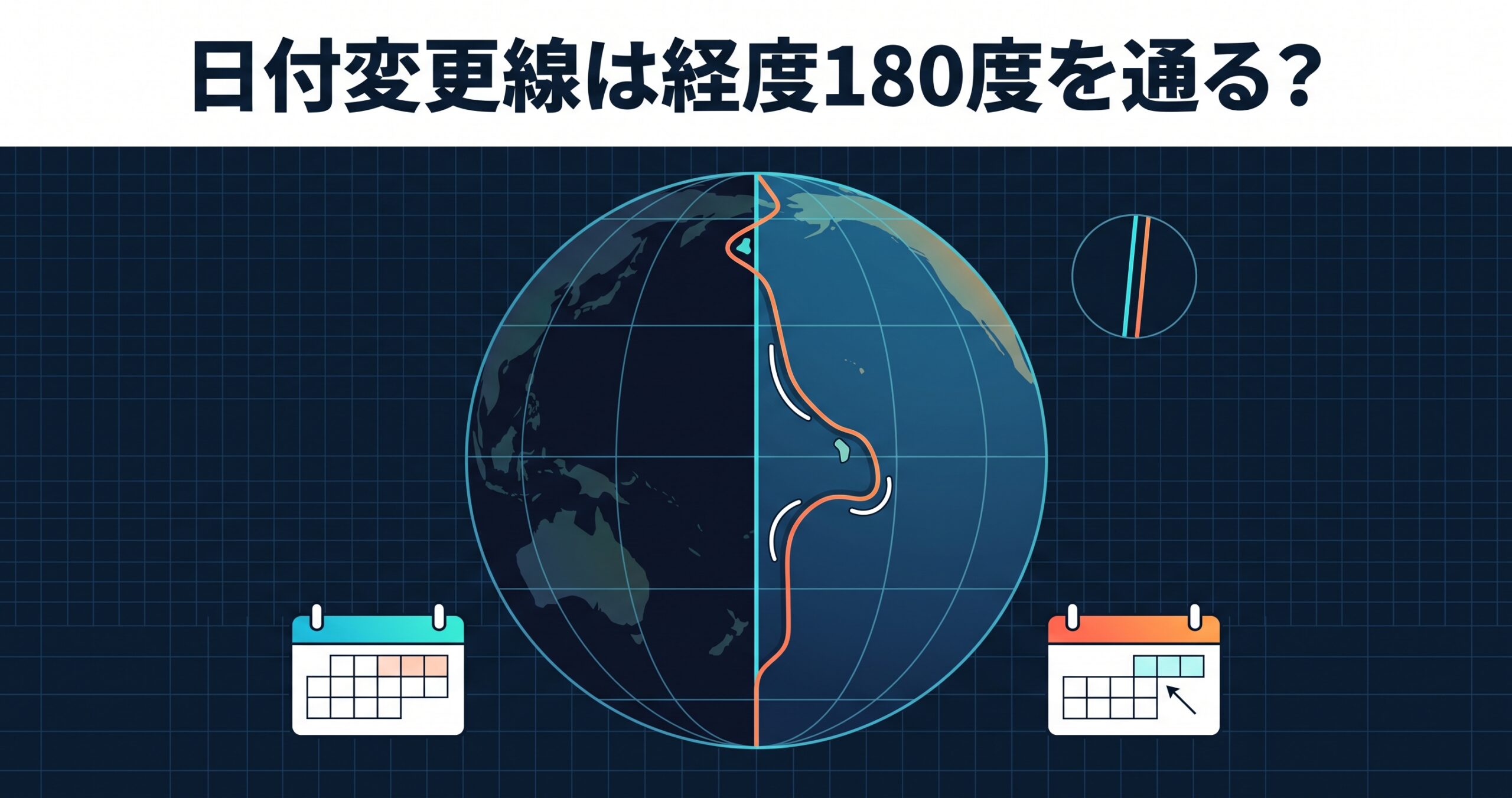日付変更線は経度180度を通る？ — 地図の上でぐにゃぐにゃ曲がる理由と、その「180度」の基準