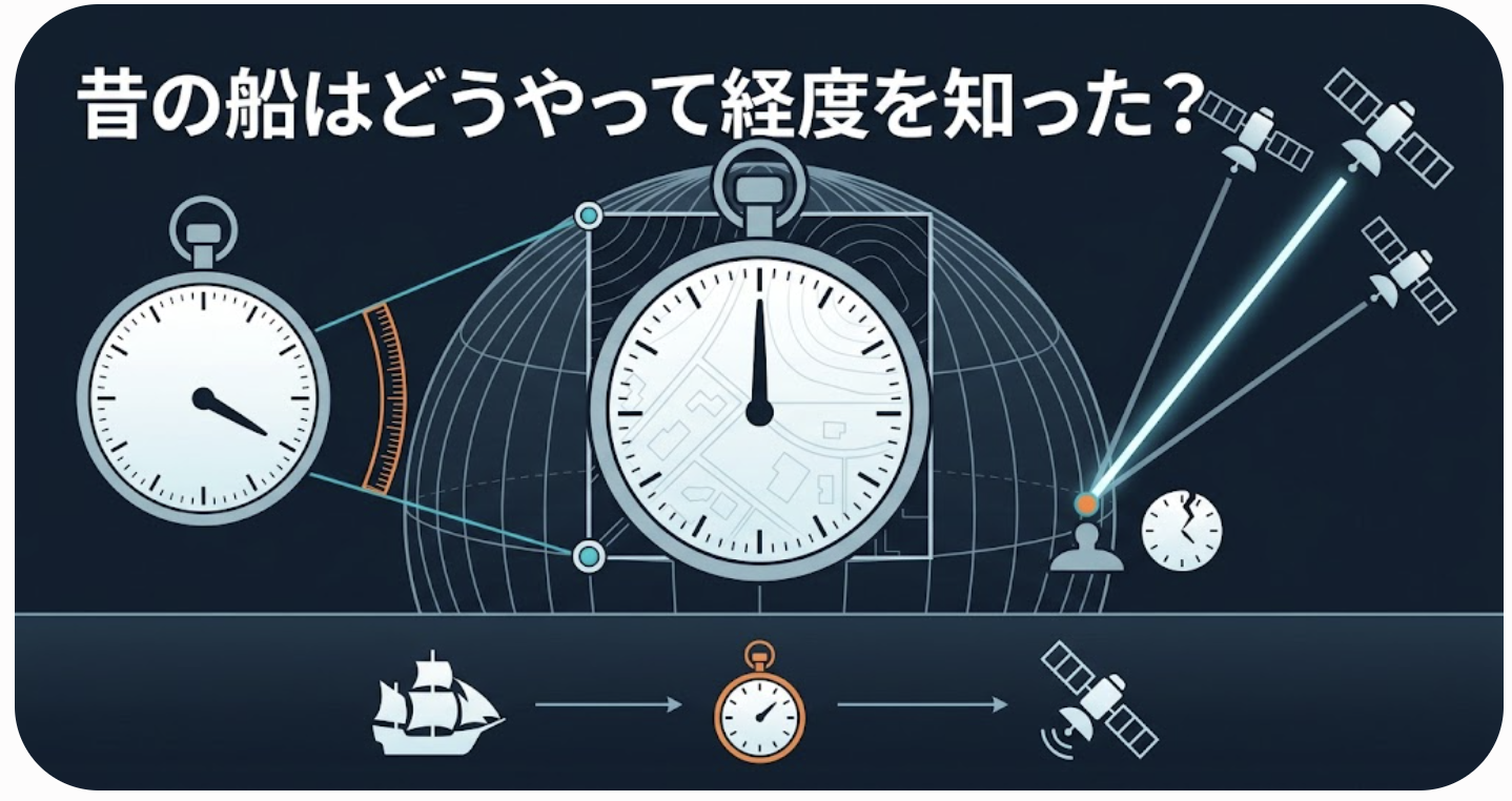 昔の船はどうやって経度を知った？ — 時計で位置を測るしくみは、GPSも同じ