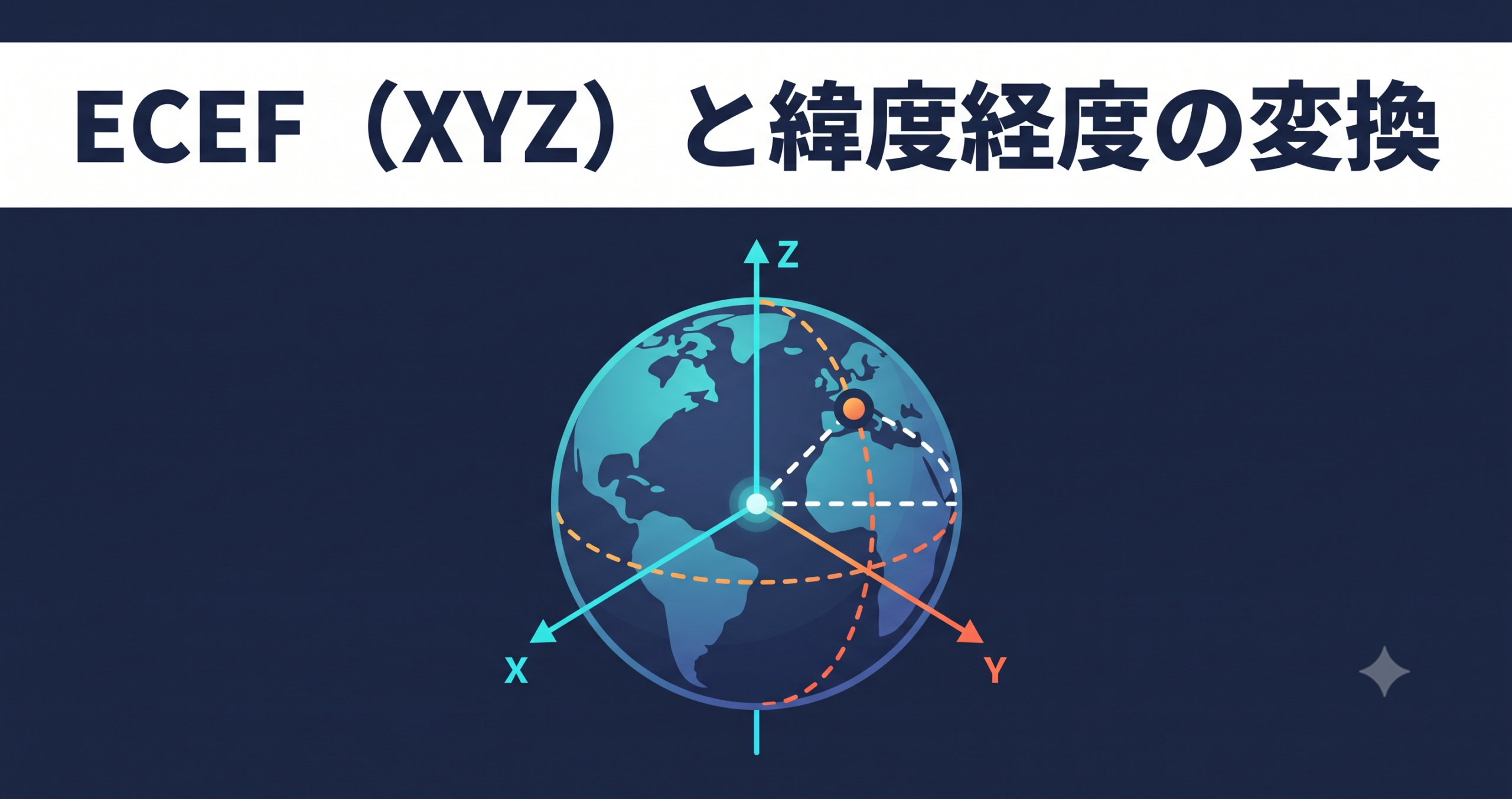 【クイズ解説⑫】ECEF（XYZ）と緯度経度はどう変換される？ — 地心直交座標を復習する